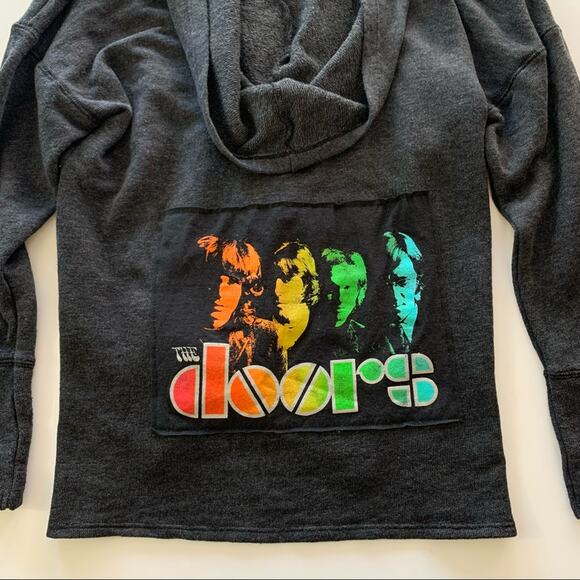 Via Penny Lane Reworked Apparel | The Doors Lace Up Hoodie Sweater Medium - Picture 5 of 11